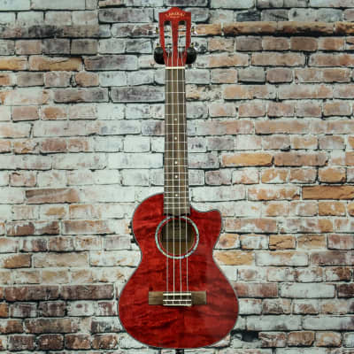 Lanikai Quilted Maple Tenor Ukulele W/ Preamp | Red Stain image 2