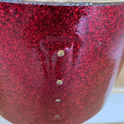 Ludwig 1960s 9x13 Tom Drum Shell 3 Ply Red Sparkle Rewrap Project Drum image 5