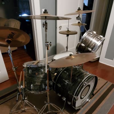Ludwig Classic Maple Fab Outfit 9×12 / 14x14 / 14x20 Drum Set 1966 - Black Oyster Pearl image 3