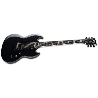 ESP LTD Viper-1000 Baritone Guitar w/ EMG Pickups and Macassar Ebony Fretboard - Black Satin image 4