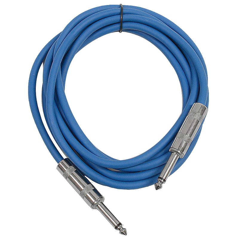 SEISMIC AUDIO - Blue 1/4" TS 10' Patch Cable - Effects - Guitar - Instrument image 1