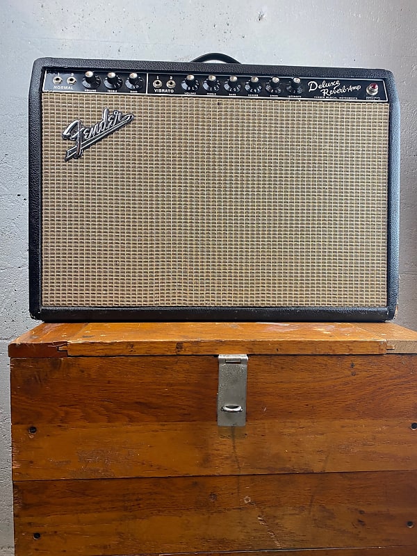 Fender Deluxe Reverb Amp 1965 Blackface With Slip Cover And | Reverb