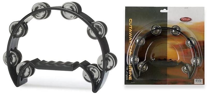 Stagg TAB-2-BK - Half Moon Cutaway Plastic Tambourine w/16 Jingles - Black