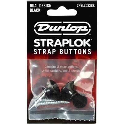 Dunlop STRAPLOK DUAL DESIGN STRAP BUTTON SET - NICKEL 2/SET Black image 2