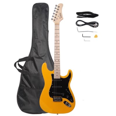 Glarry GST Style Beginner Electric Guitar Kit with Black Pickguard Orange image 1