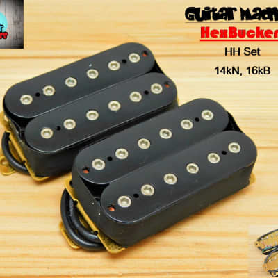 Guitar Madness G.M. HexBucker High Output Humbucker Set (50mm,52mm) Black, Chrome poles Black image 6
