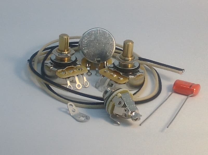 Jazz Bass Wiring Kit CTS Solid Pots .1uf 225P OD Cap Pure Tone Full-Contact Jack image 1