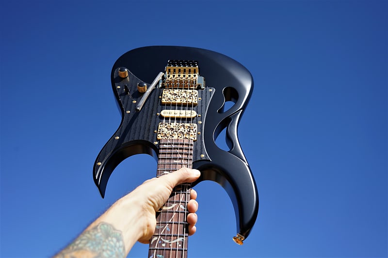 Ibanez Steve Vai PIA3761 Onyx Black 6-String Electric Guitar w/ Hardshell Case (2021) image 1