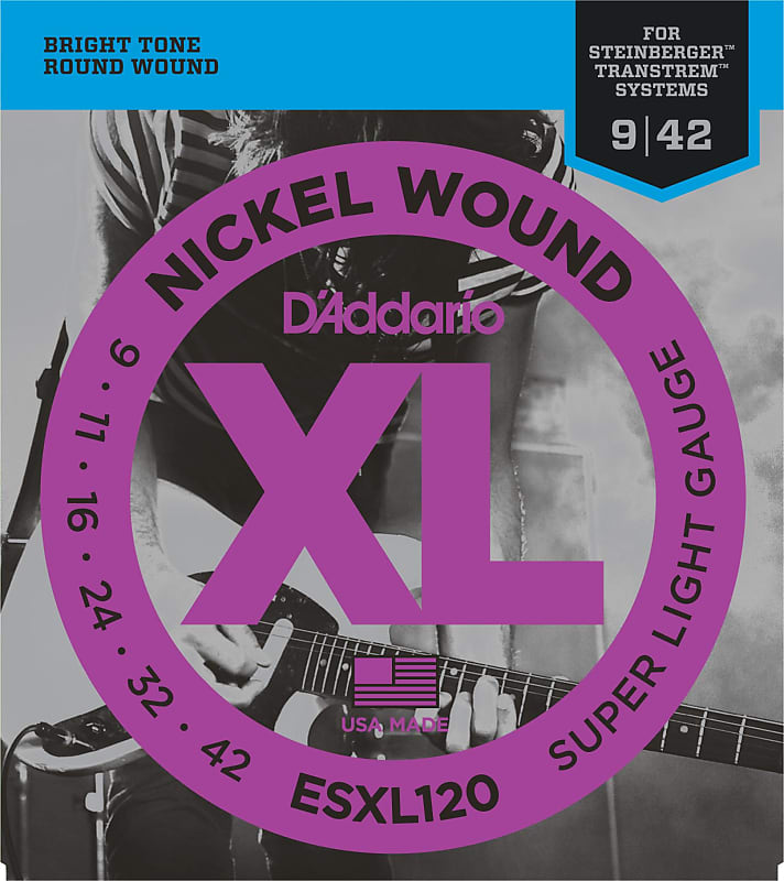 D'Addario ESXL120 09-42 Super Light Double Ball End, XL Nickel Electric Guitar Strings
