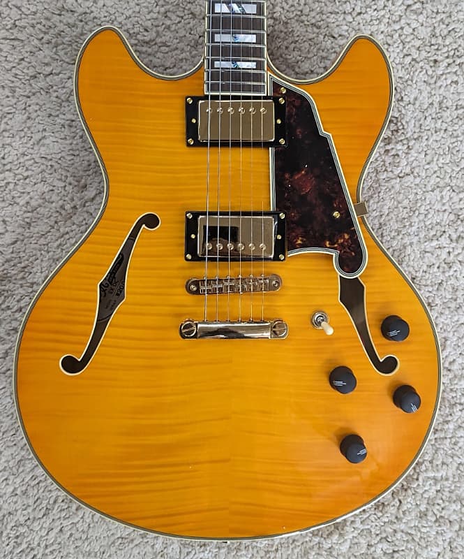 D'Angelico Excel DC Semi Hollow Guitar w/Case, Vintage Natural, DAEDCVNATGS image 1