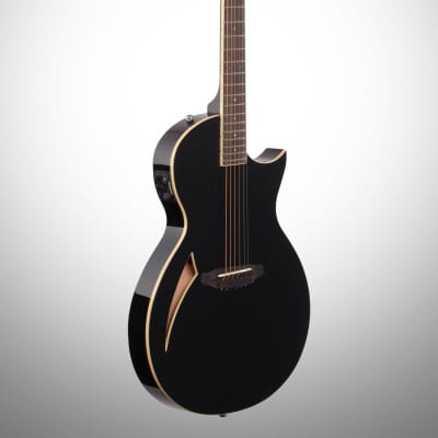 ESP LTD TL-6 Thinline 6 Acoustic-Electric Guitar, Black image 4