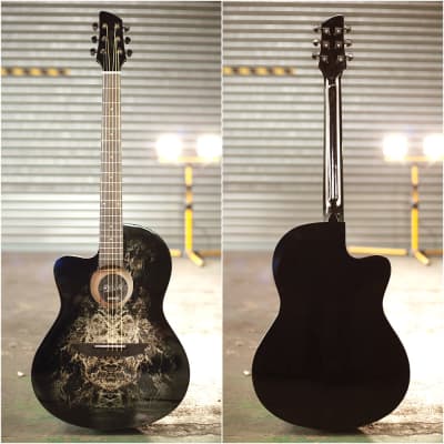 Lindo B-STOCK Left-Handed Alien Black Acoustic Guitar & Accessory Pack | Graphic Art Finish (Minor Cosmetic Imperfections) image 14