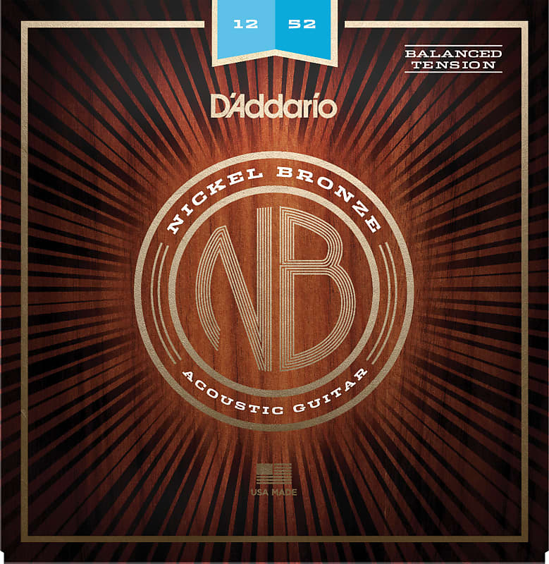 D'Addario NB1252BT Nickel Bronze Acoustic Guitar Strings, Balanced Tension Ligh