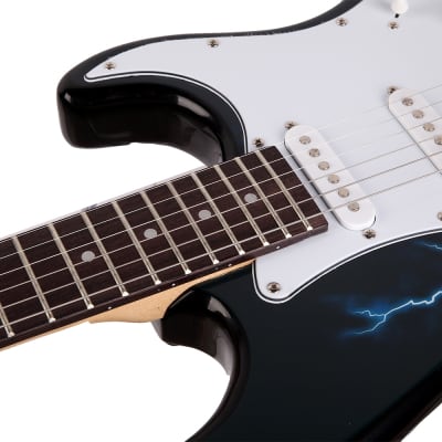 Glarry GST-E Rosewood Fingerboard Electric Guitar - Black image 5