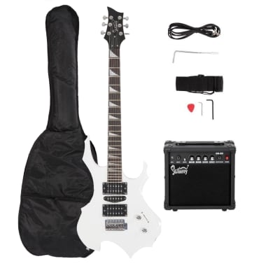 Glarry 36inch Burning Fire Style Electric Guitar White w/ 20W Amplifier for sale