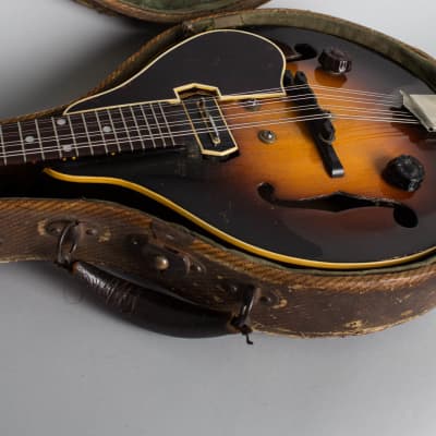 Gibson  EM-150 Hollow Body Electric Mandolin (1939), ser. #EGE-7079, original tweed hard shell case. image 12