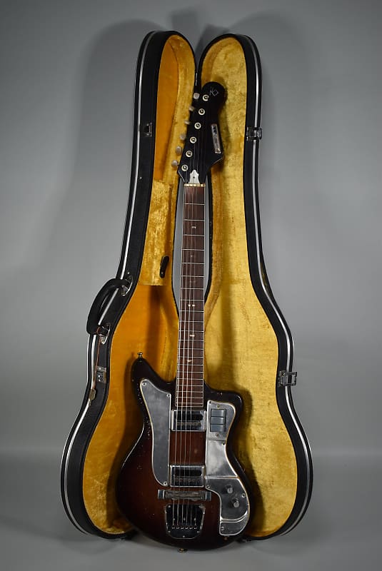 1960s Teisco Del Rey MIJ Two Pickup Solidbody Sunburst Electric Guitar w/HSC image 1