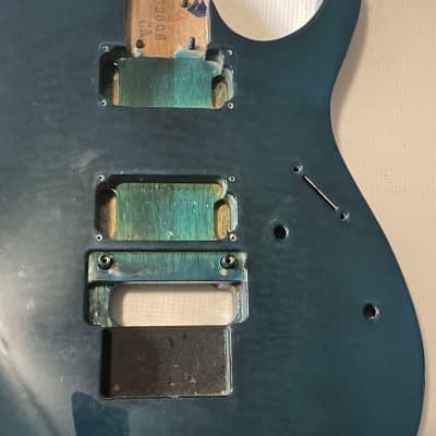 1999 Japan Fujigen Ibanez RG520QS Transparent Blue Guitar Body Floyd Ready image 7