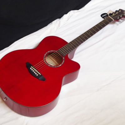 MICHAEL KELLY Series 60 JUMBO Cutaway acoustic electric GUITAR Trans Red w/ CASE - B image 2