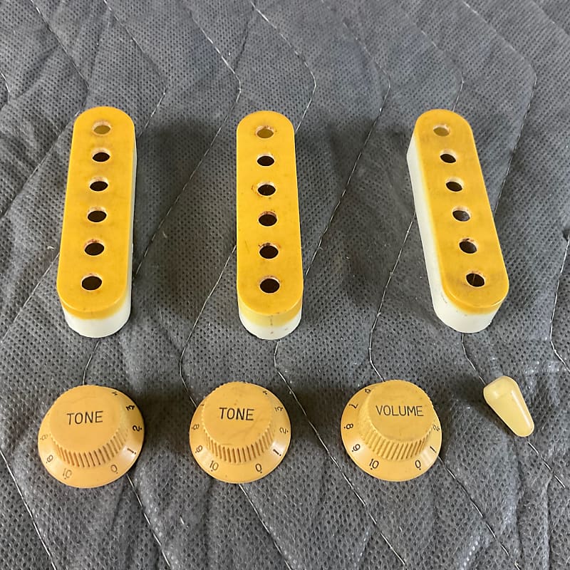 Fender Strat Pickup Cover Knobs Switch Tip Vintage Reverb