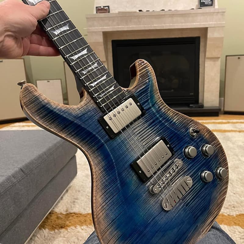 DEAN USA ICON アイコン Dean USA Icon Flame Top Faded Denim | The Music Zoo