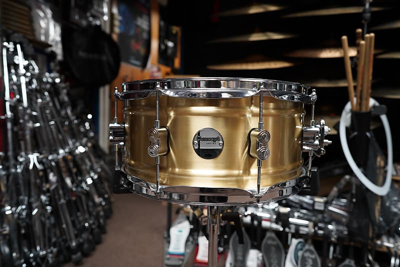 PDP Concept Series 6.5 x 14" Natural Satin Brass Shell Snare Drum (1.2mm Shell) image 1