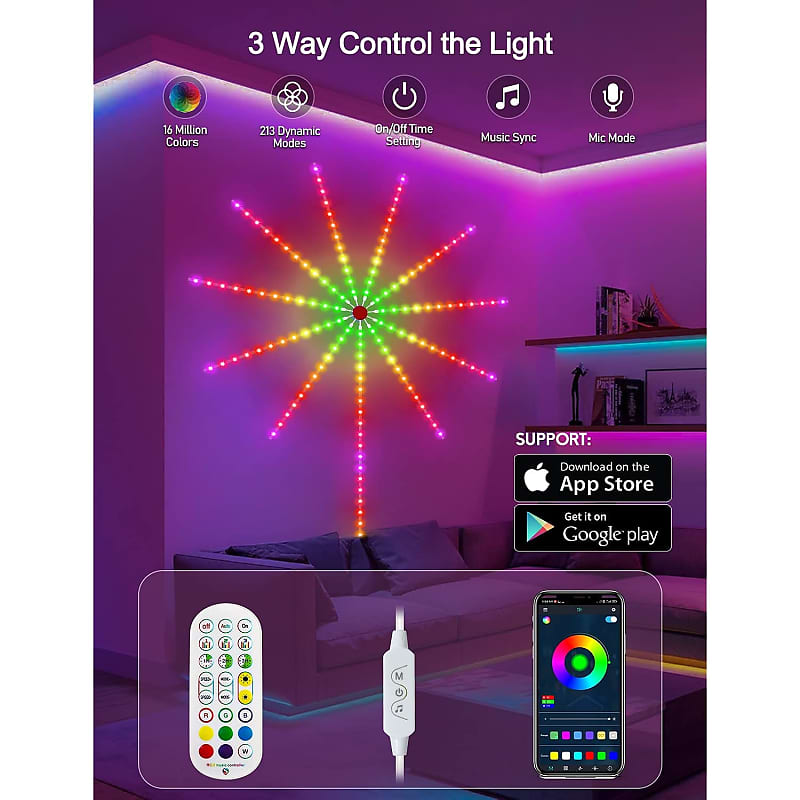 Firework Led Lights, Smart Rgb Dream Color Led Lights For Bedroom