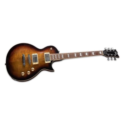 ESP LTD EC-256 FM 6-String Right-Handed Electric Guitar with Mahogany Body and 22 Extra-Jumbo Frets (Dark Brown Sunburst) image 3