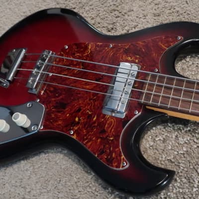 Vintage 1960s Teisco Kingston Electric Short Scale Bass Guitar 1 PU Solid Wickedly Cool Bizarre image 3