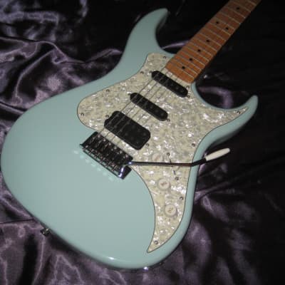 AXL Electric Guitar W/ EMG Pickups and Seafoam Surf Green Finish and Pearl Pickguard image 2
