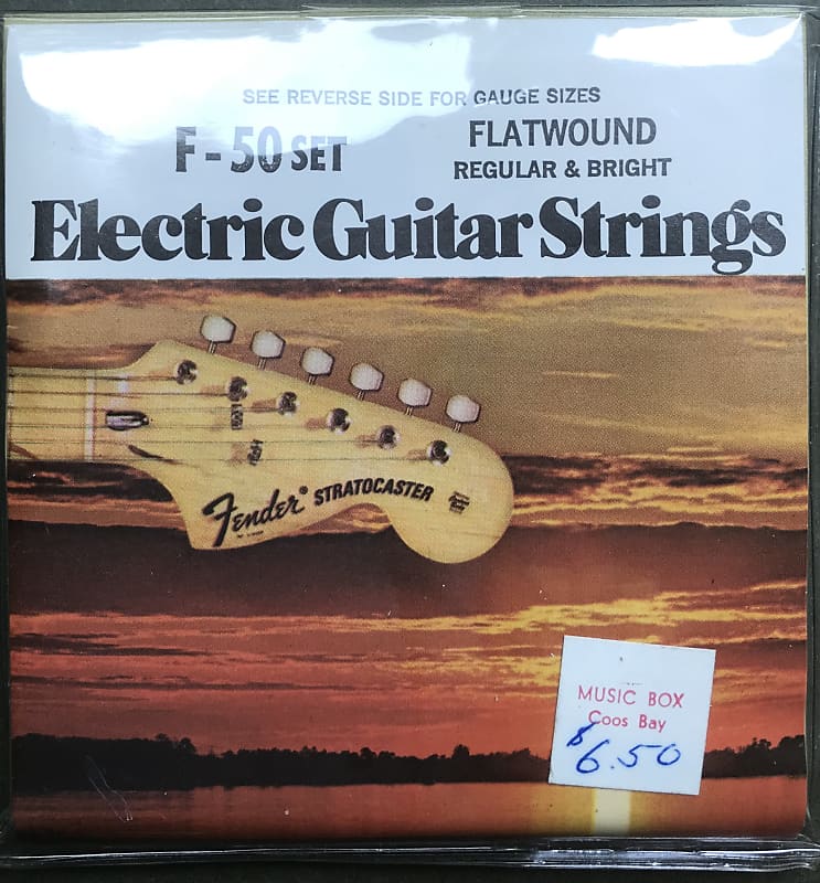 Fender F-50 Set Vintage Flatwound N.O.S Strings 1970's Pure Nickel