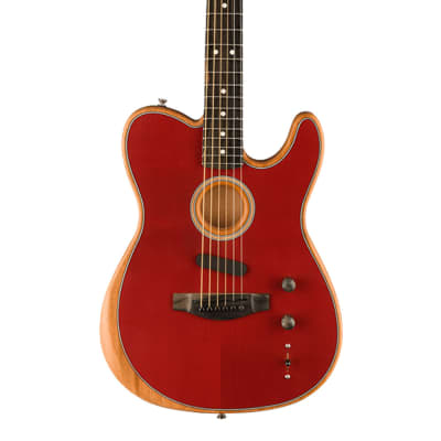 Used Fender American Acoustasonic Telecaster - Crimson Red w/ Ebony FB image 2