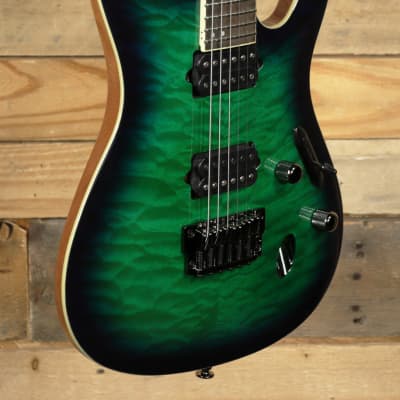 Ibanez Prestige S6521Q Electric Guitar Surreal Blue Burst w/ Case for sale