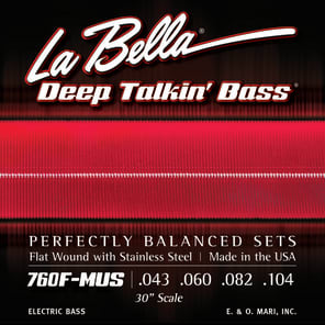 La Bella 760F-MUS Deep Talkin Bass Stainless Steel Flat Wound 30"  Scale 43-104