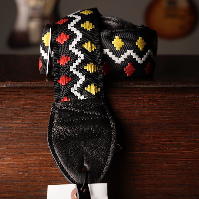 Souldier Guitar Strap Bed In Peace Black Red Yellow image 1
