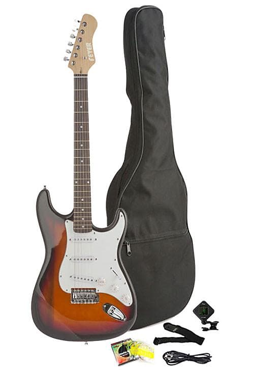 Fever Full Size Electric Guitar with Gig Bag, Clip on Tuner, Cable, Strap and Strings Color Sunburst image 1