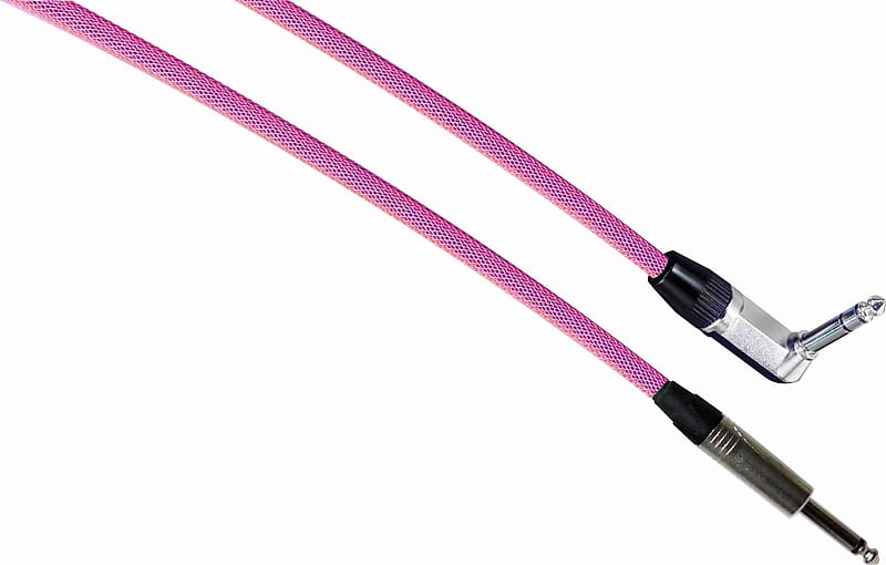 NEON PINK Designer Series Guitar Cables - 1/4" Straight to Right Angle - 1 ft. / STRAIGHT to RIGHT ANGLE image 1