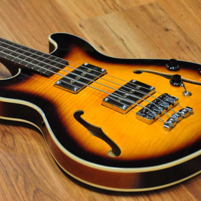 Rockbass Star Bass Set Neck Flame Maple +Bag - vintage sunburst Semi &  hollow-body electric bass Warwick