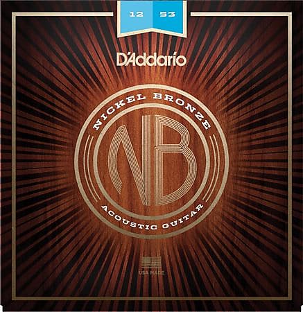 D'Addario NB1253 Nickel Bronze Acoustic Guitar Set Light image 1