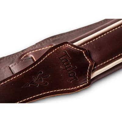 Taylor Century 2.5" Leather Guitar Strap, Cordovan/Cream/Cordovan image 3