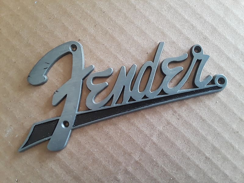 Vintage Fender Flat Amp / Amplifier Logo Plate Reverb