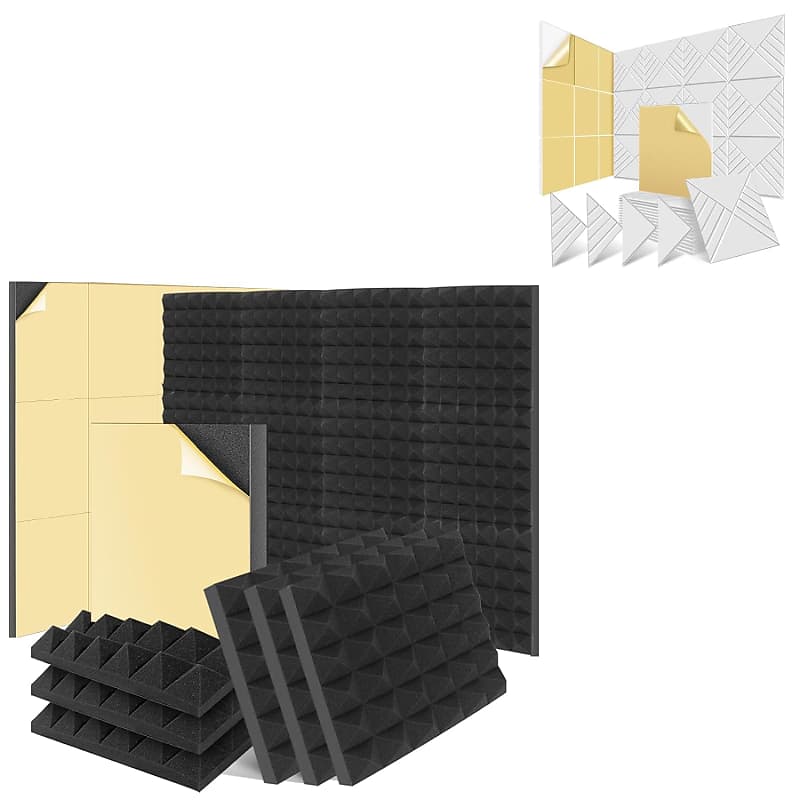 12 Pack Sound Proof Foam Panels 2Inch & 12 Pack Acoustic Reverb