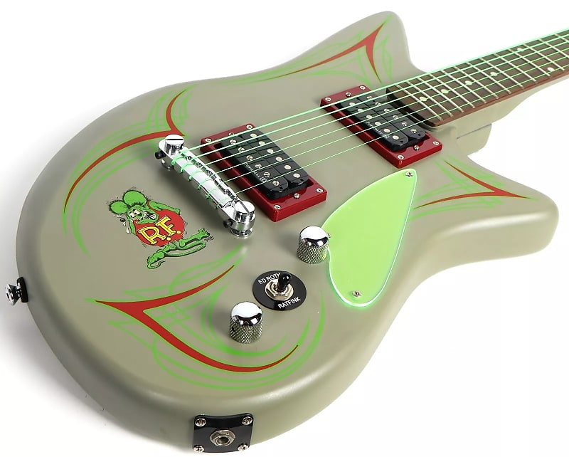 Rat Fink Lace Music Ed Roth Electric Guitar Green W/ Soft Case