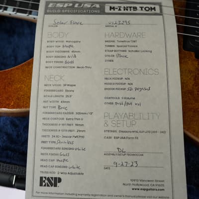 ESP USA M-I NTB TOM - Solar Flare 6-String Electric Guitar w/ Tolex Case (2023) image 13