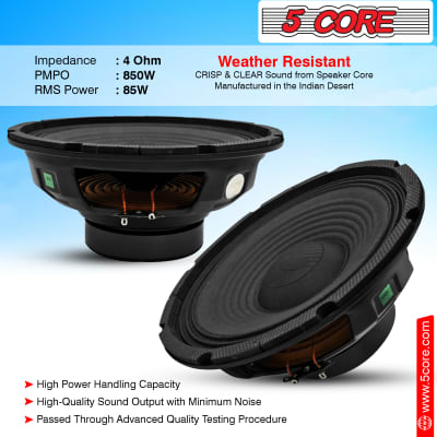 5 Core 10 Inch Car Audio Subwoofer Raw Replacement PA DJ Speaker Sub Woofer 85W RMS 850W PMPO Subwoofers 4 Ohm 1" Copper Voice Coil  FR 10 120 WP image 8