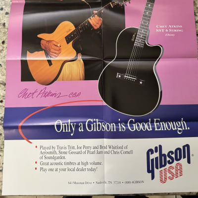 Gibson Chet Atkins Poster Brochure  1992 Tennessean SST. 12 String Country Gentleman Studio Classic CE CEC for sale