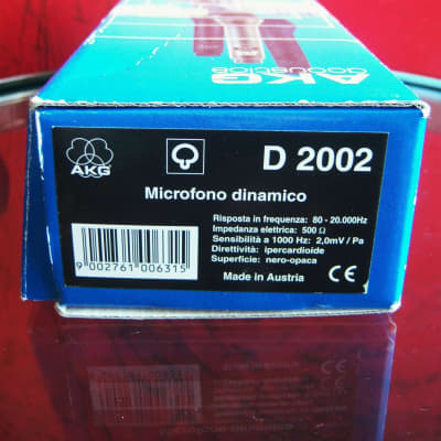 Vintage 1990's AKG D2002 dynamic hyper cardioid microphone