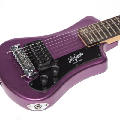 Hofner Shorty Electric Travel Guitar w/ Gig Bag - Purple image 3