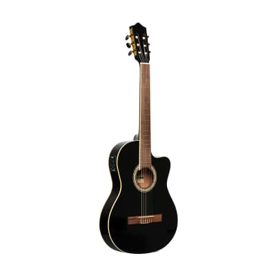 Stagg SCL60 TCE-BLK cutaway Acoustic-electric Classical Guitar w/ B-Band 4-band EQ, black for sale