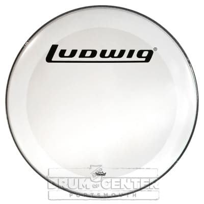 Ludwig Bass Drum Logo Head : 24" Powerstroke 3 Smooth White w/Block Logo image 1